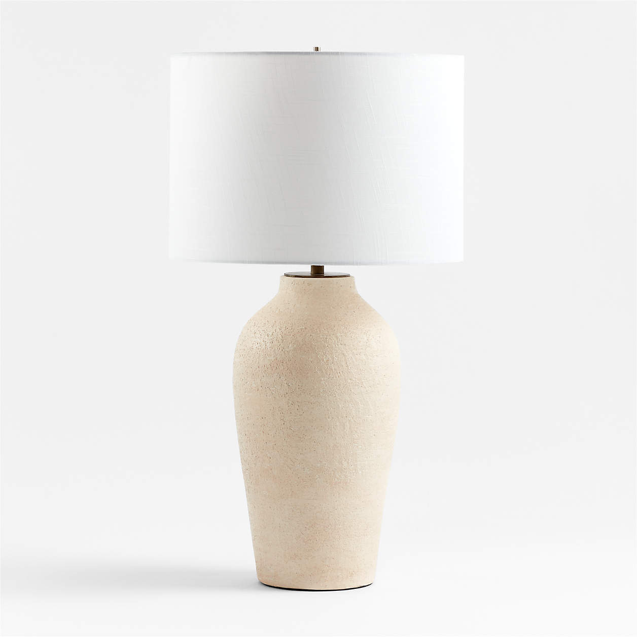 Corfu Tall Cream Earthenware Table Lamp with Drum Shade + Reviews