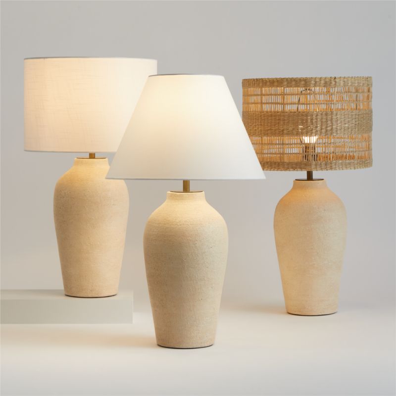 Corfu Tall Earthenware Table Lamp with Woven Shade