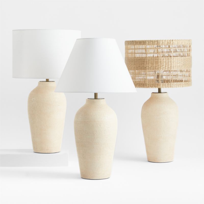 Corfu Tall Earthenware Table Lamp with Woven Shade