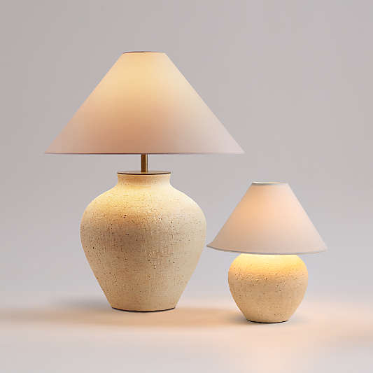 Corfu Cream Table Lamp with Tapered Fabric Shade