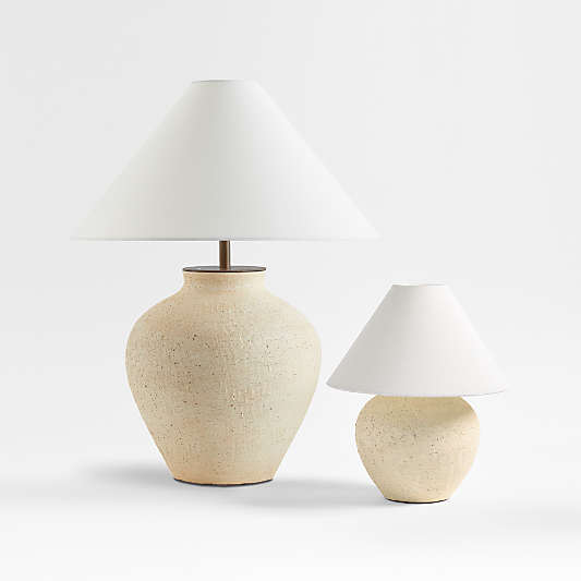 Corfu Cream Table Lamp with Linen Taper Shade 26.6"