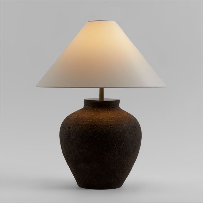 Viewing product image Corfu Black Table Lamp with Linen Taper Shade 26.6" - image 1 of 10