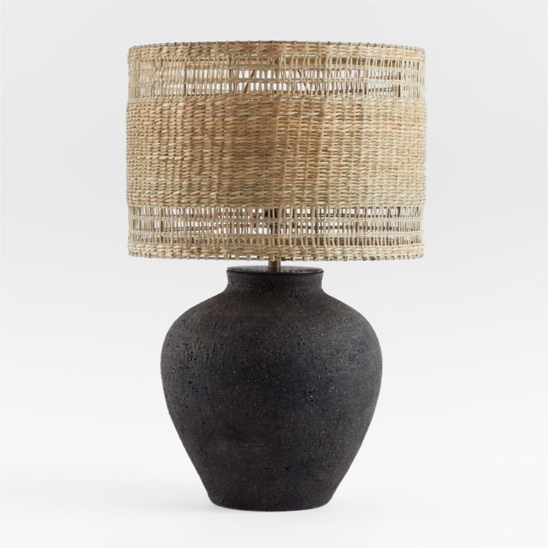 Corfu Black Table Lamp With Woven Natural Shade 26.6" - image 3 of 8