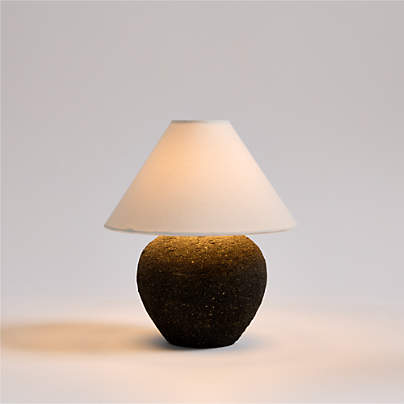 Corfu Black Mini Table Lamp with Fabric Shade 12.4"