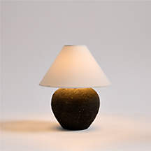 Corfu Black Mini Table Lamp with Fabric Shade 12.4" + Reviews | Crate & Barrel