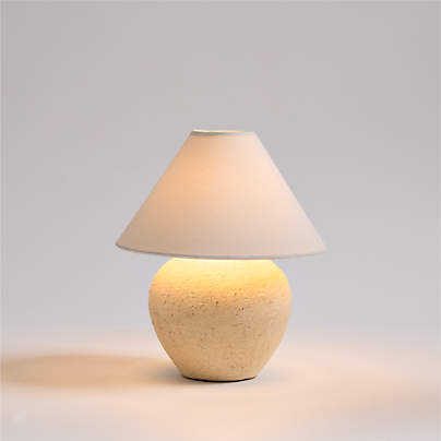 Corfu Cream Mini Table Lamp with Fabric Shade 12.4"