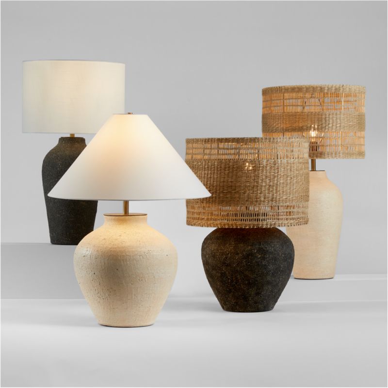 Corfu Tall Earthenware Table Lamp with Woven Shade