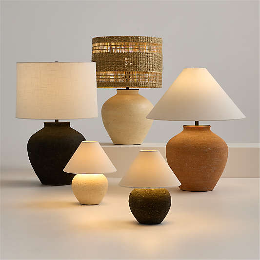 Corfu Cream Table Lamp with Linen Drum Shade 26.6"