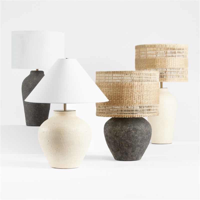 Corfu Tall Earthenware Table Lamp with Woven Shade