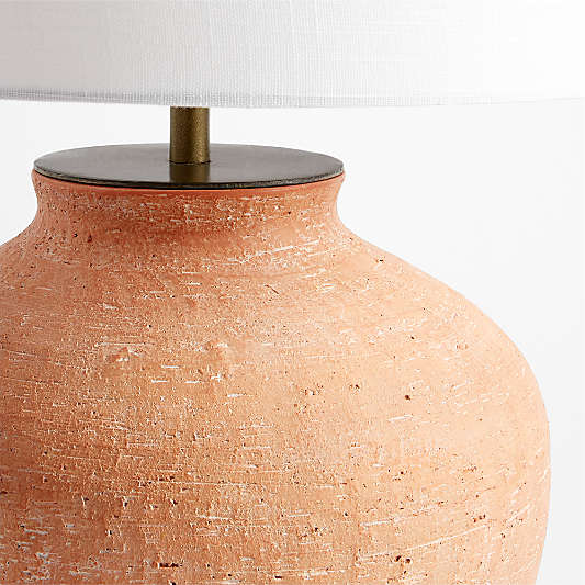 Corfu Terracotta Table Lamp with Drum Shade 26.6"