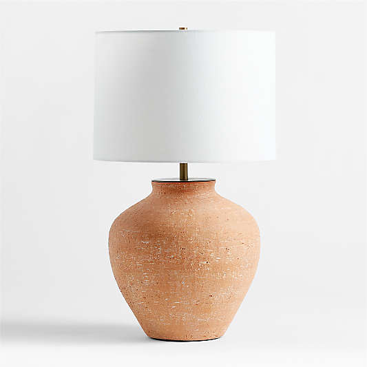 Corfu Terracotta Table Lamp with Drum Shade 26.6"