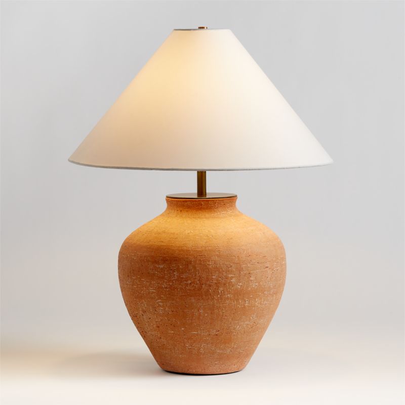 Corfu Terracotta Table Lamp with Drum Shade 26.6 Crate Barrel