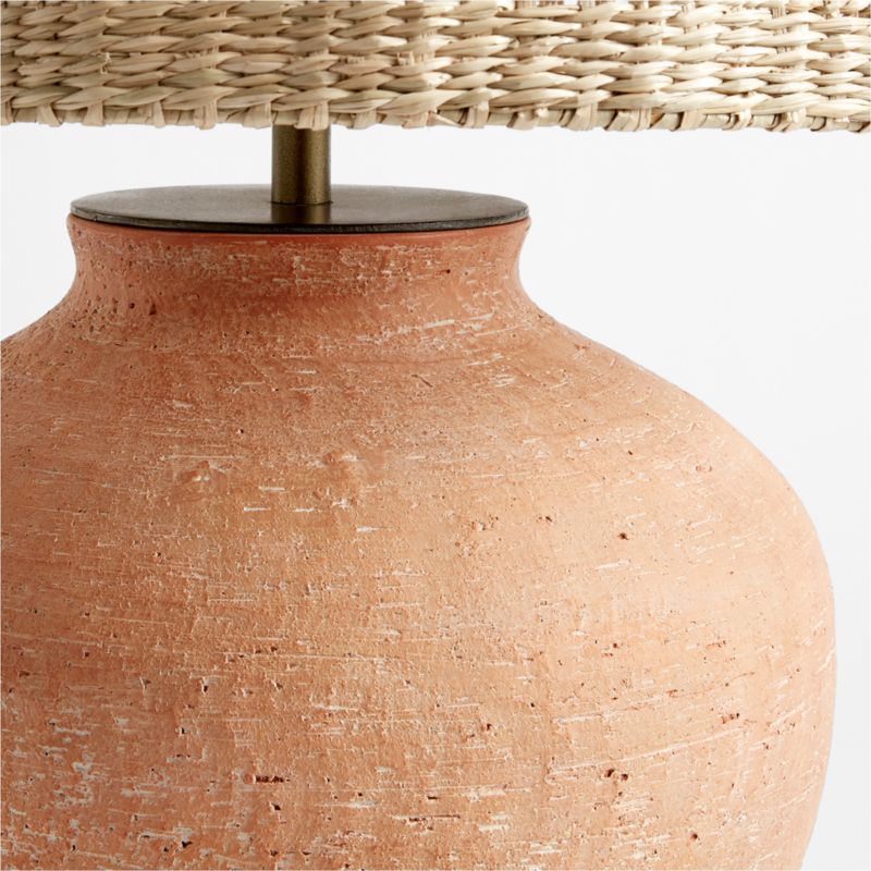 Corfu Terracotta Table Lamp with Woven Shade