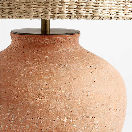 Corfu Terracotta Table Lamp with Woven Shade 26.6"