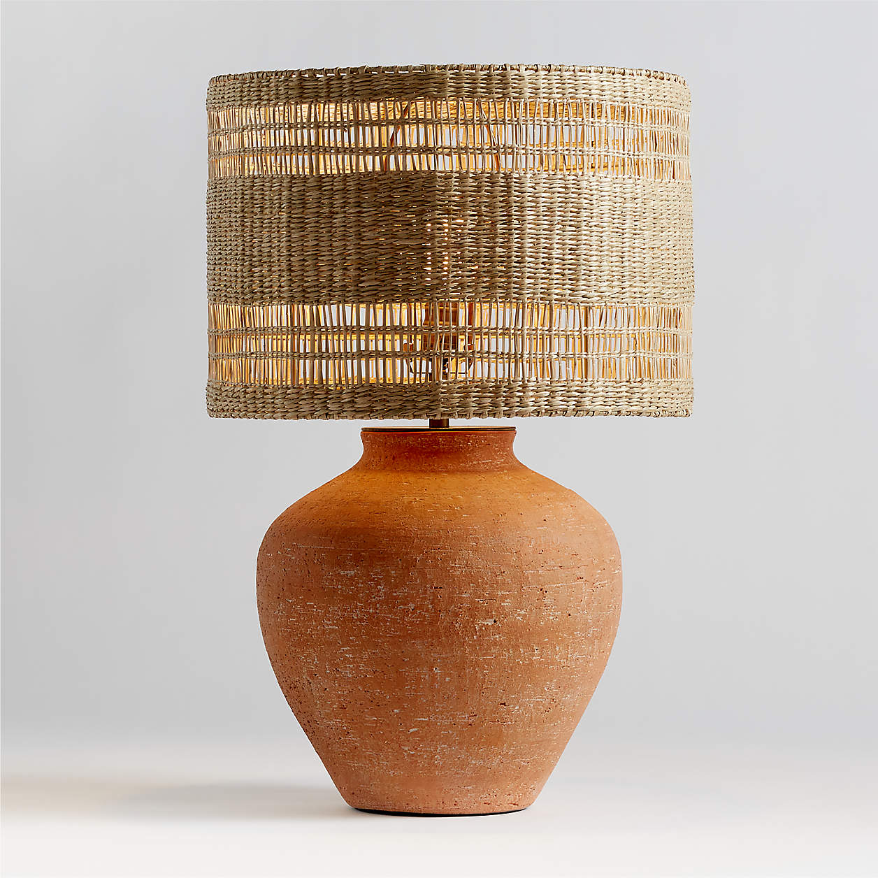 Corfu Terracotta Table Lamp with Woven Shade + Reviews Crate & Barrel
