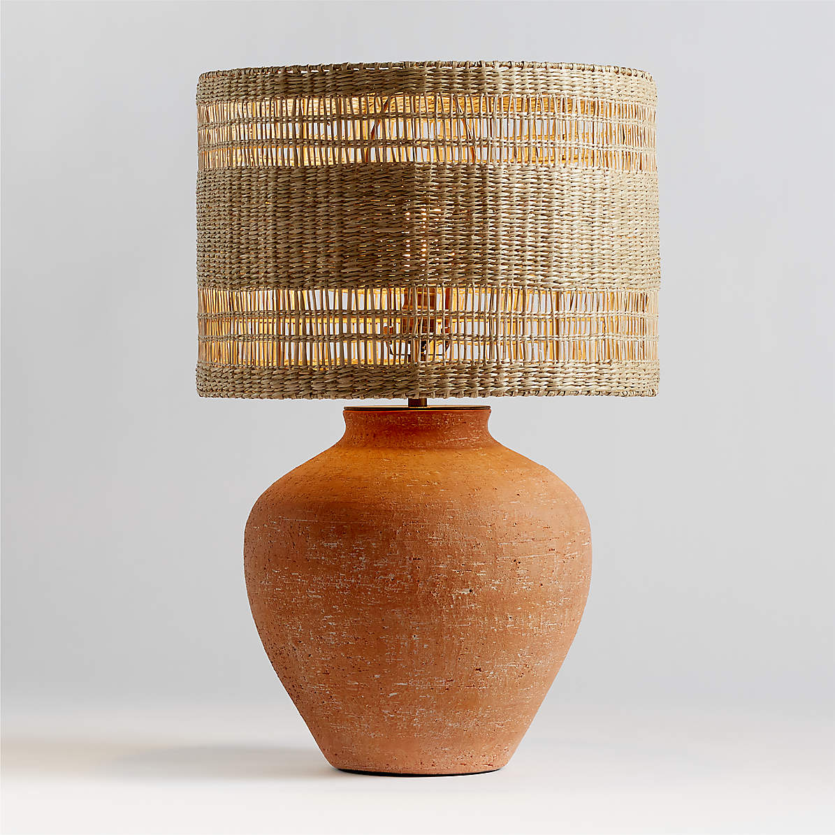 Poplar Vessel Table Lamp with Champagne Shade, Brass