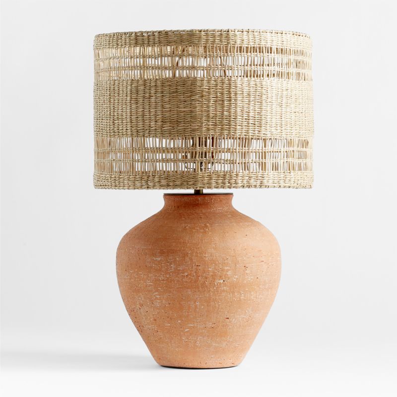 Corfu Terracotta Table Lamp with Woven Shade