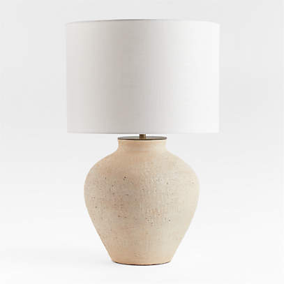 Corfu Cream Table Lamp With Linen Drum, Crate And Barrel Table Lamps Canada