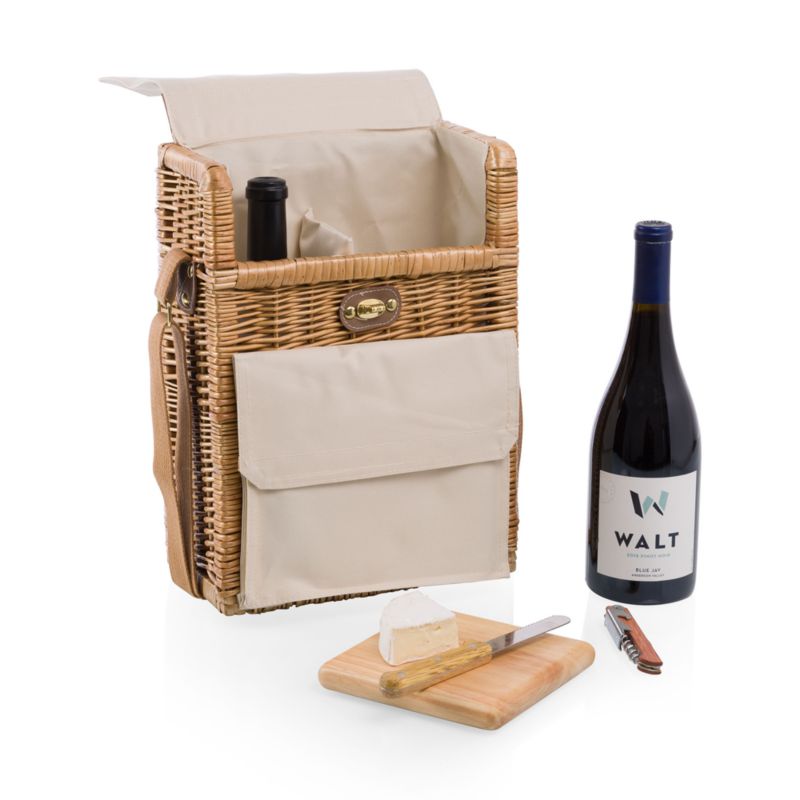 Corsica Tan Woven Wine & Cheese Outdoor Picnic Basket - image 2 of 6