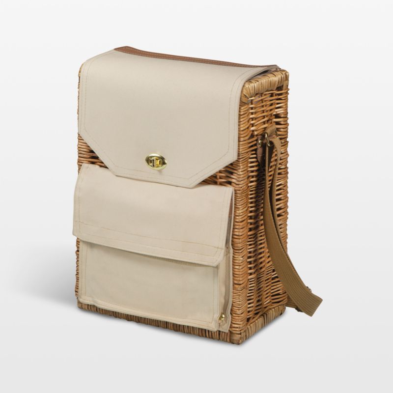 Corsica Tan Woven Wine & Cheese Outdoor Picnic Basket + Reviews Crate