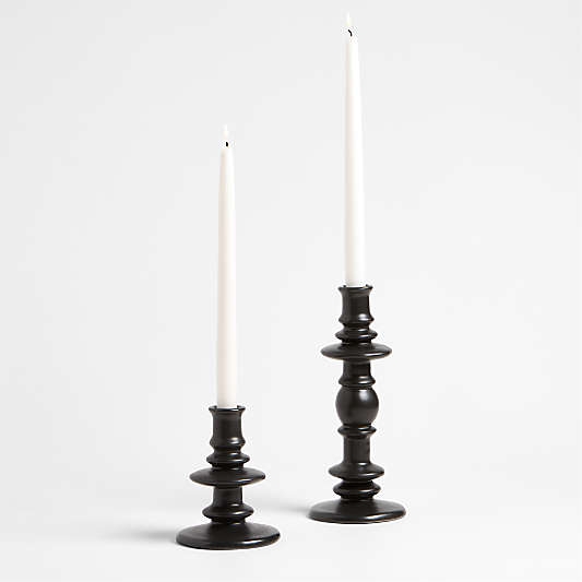 Cortana Large Charcoal Earthenware Taper Holder 10.25"