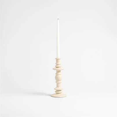 Cortana Large Off-White Earthenware Taper Holder 10.25"