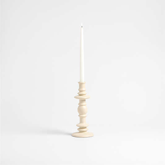 Cortana Large Off-White Earthenware Taper Holder 10.25"