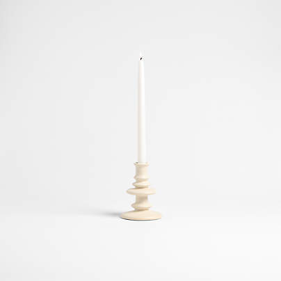 Cortana Small Off-White Earthenware Taper Holder 5.5"