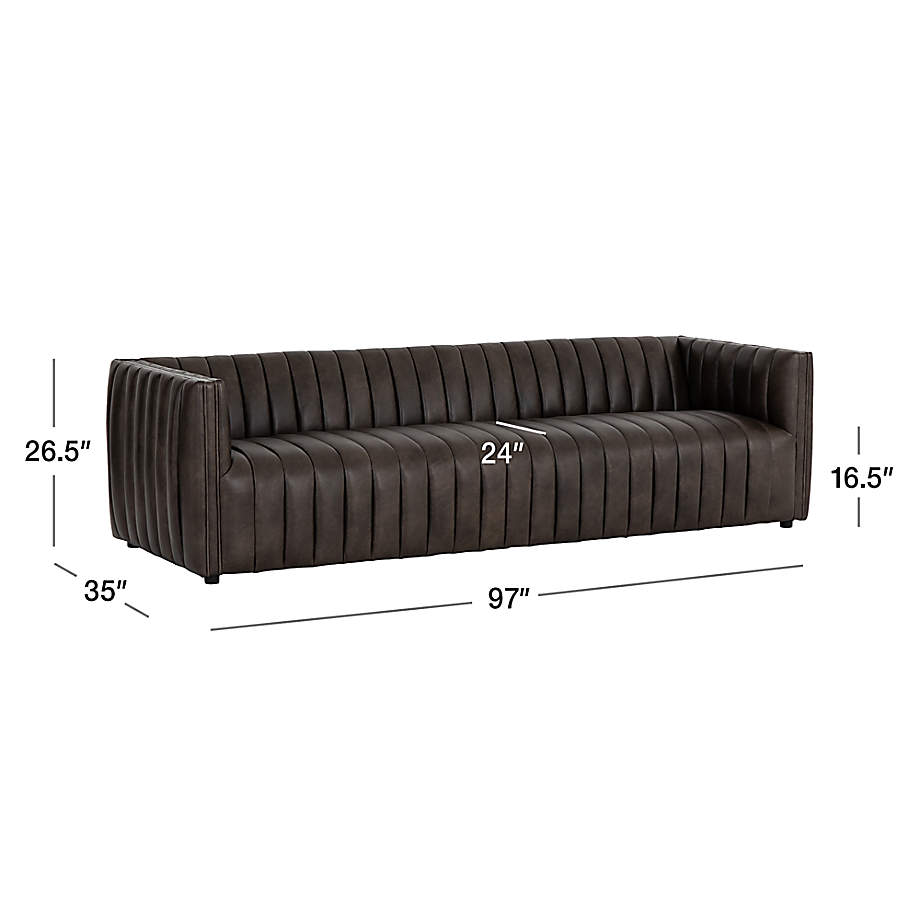 Channel tufted on sale leather sofa