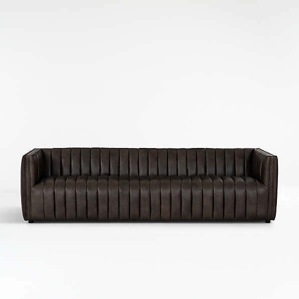 Leather Tufted Sofas Crate And Barrel, Tufted Black Leather Sofa