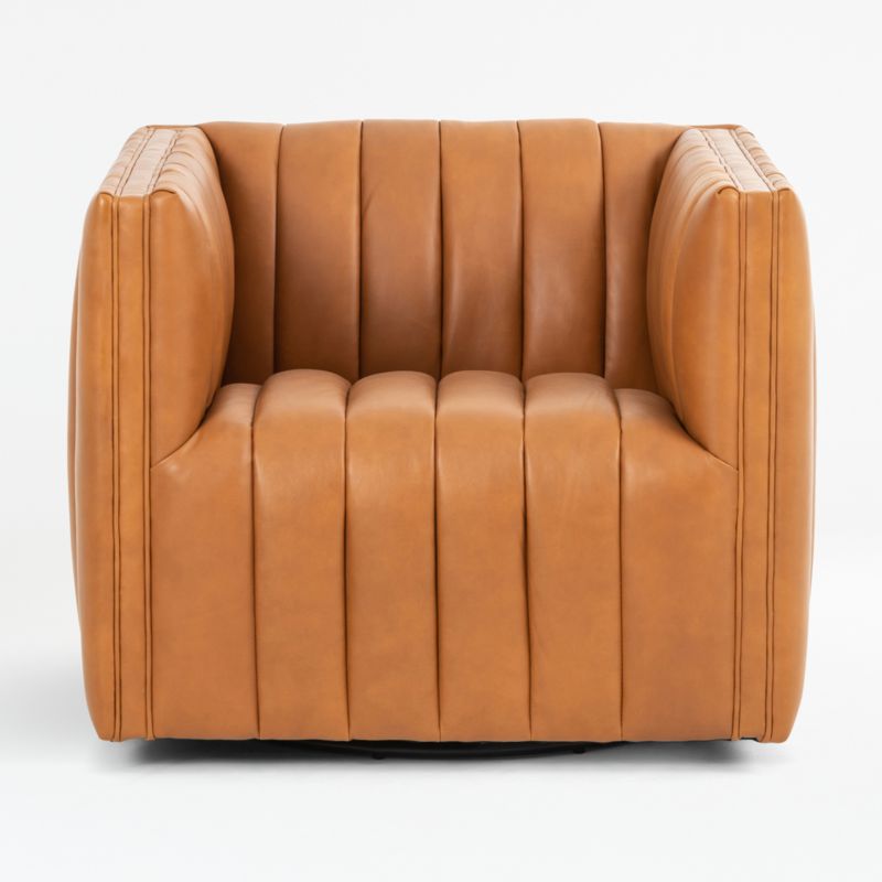 Cosima Leather Swivel Chair Crate And, Swivel Chair Leather