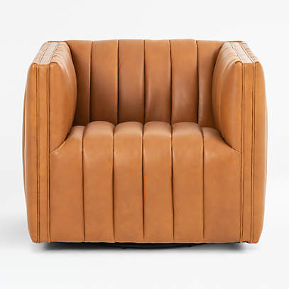 Cosima Leather Swivel Chair Crate And, Swivel Chairs Leather