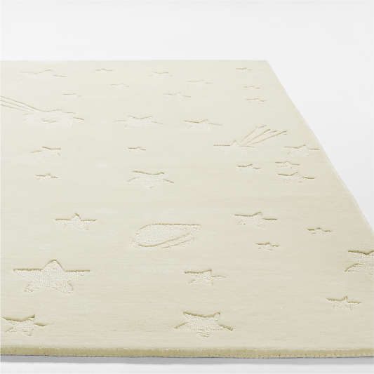 Cosmos Hand-Tufted Wool Cream Space Kids Rug 5x8