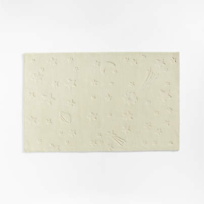 Cosmos Hand-Tufted Wool Cream Space Kids Rug 5x8