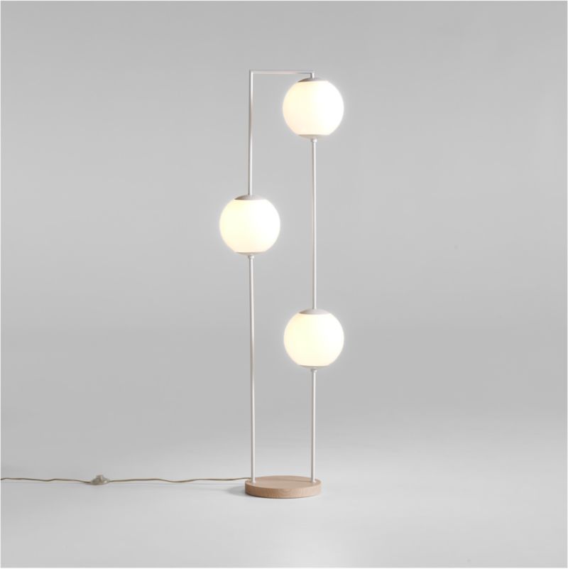 Cosmos White Metal Kids Floor Lamp with Wood Base