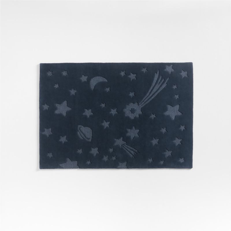 Cosmos Hand-Tufted Wool Navy Blue Space Kids Rug 4x6