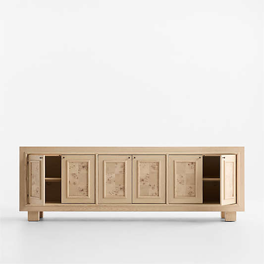 Cotswold 85" Natural Oak and Burl Storage Media Console