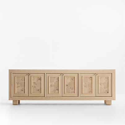 Cotswold 85" Natural Oak and Burl Storage Media Console