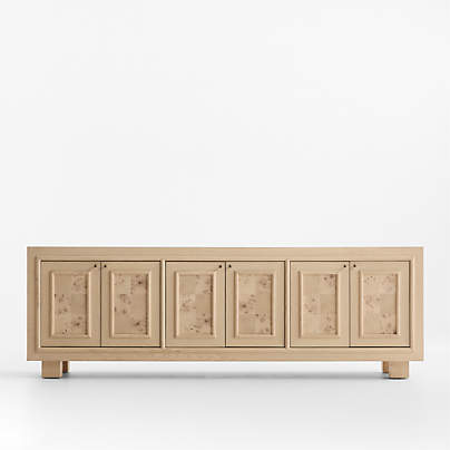 Cotswold 85" Natural Oak and Burl Storage Media Console