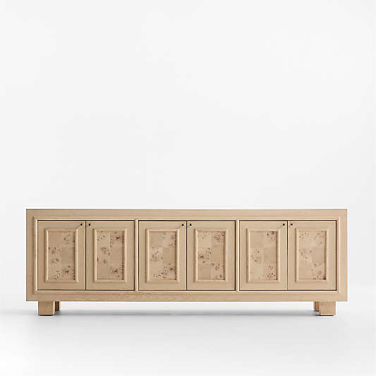 Cotswold 85" Natural Oak and Burl Storage Media Console