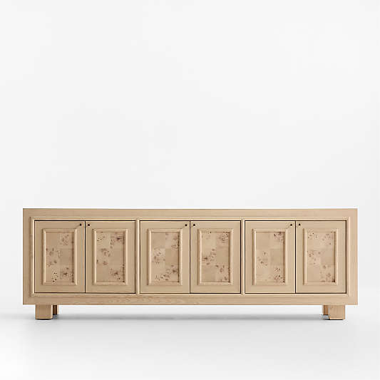 Cotswold 85" Natural Oak and Burl Storage Media Console