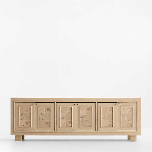 Cotswold 85" Natural Oak and Burl Storage Media Console