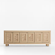 Cotswold 85" Natural Oak and Burl Storage Media Console