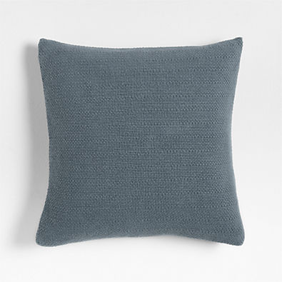 View Organic Cotton Basketweave 20x20 Blue Throw Pillow with Feather Insert details