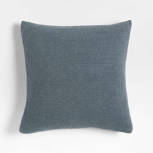 Organic Cotton Basketweave 20"x20" Blue Throw Pillow Cover