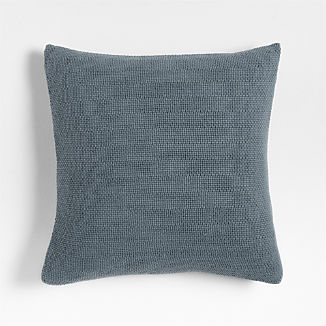 Sashiko Organic Cotton Velvet 20"x20" Deep Indigo Throw Pillow Cover