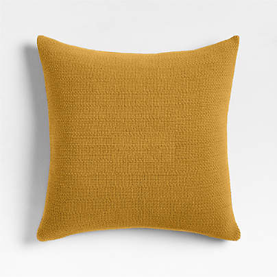 Organic Cotton Basketweave 20x20 Moroccan Ocher Throw Pillow with Feather Insert