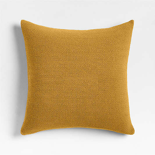 Organic Cotton Basketweave 20"x20" Moroccan Ocher Throw Pillow