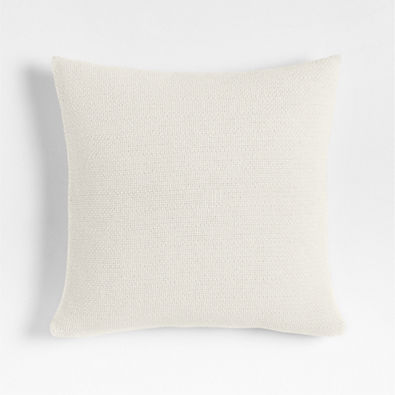 View Organic Cotton Basketweave 20x20 Travertine Beige Throw Pillow with Down-Alternative Insert details