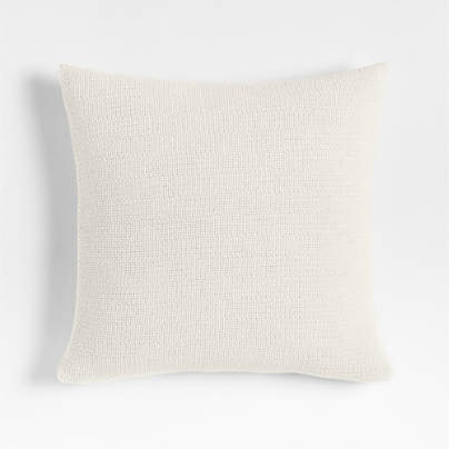 Organic Cotton Basketweave 20"x20" Travertine Beige Throw Pillow with Down-Alternative Insert